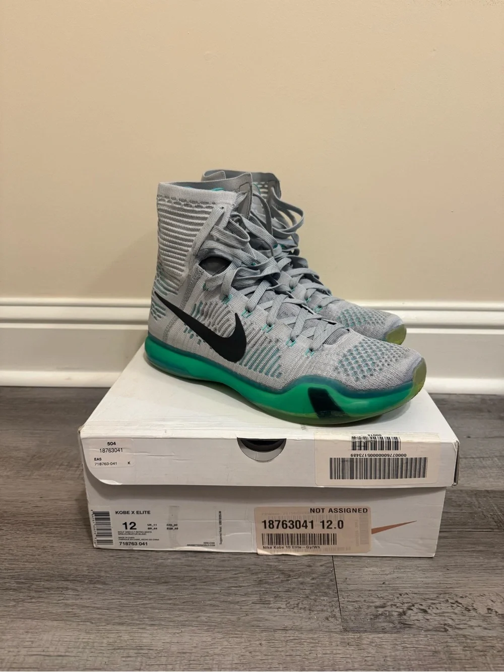 Nike Kobe 10 Elite Elevate High-Top Basketball Sneakers Grey/Green